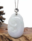 Genuine Lavender Jadeite Jade Ru Yi Pendant Necklace With Sterling Silver Bail