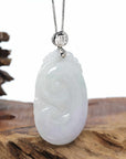 Genuine Lavender Jadeite Jade Ru Yi Pendant Necklace With Sterling Silver Bail