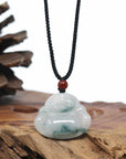 Genuine Burmese Blue Jadeite Jade Happy Buddha Necklace