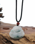 Genuine Burmese Blue Jadeite Jade Happy Buddha Necklace