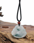 Genuine Burmese Blue Jadeite Jade Happy Buddha Necklace