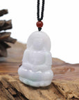 Genuine Burmese Blue Jadeite Jade Guanyin Necklace