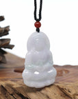 Genuine Burmese Blue Jadeite Jade Guanyin Necklace