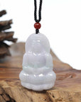 Genuine Burmese Blue Jadeite Jade Guanyin Necklace