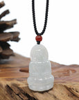 Genuine Burmese Blue Jadeite Jade Guanyin Necklace