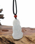Genuine Burmese Blue Jadeite Jade Guanyin Necklace