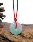 Genuine Burmese Lavender Green Jadeite Jade Lucky KouKou Necklace