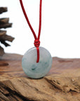 Genuine Burmese Ice Blue Jadeite Jade Lucky KouKou Necklace