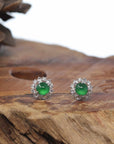 18K White Gold Imperial Jadeite Jade Stud Earrings