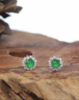18K White Gold Imperial Jadeite Jade Stud Earrings