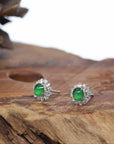 18K White Gold Imperial Jadeite Jade Stud Earrings