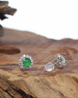 18K White Gold Imperial Jadeite Jade Stud Earrings