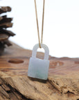 Baikalla Green Jadeite Jade Lock Necklace Pendant