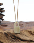 Baikalla Genuine Ice Yellow Jadeite Jade Lock Necklace Pendant