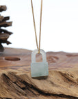 Baikalla Ice Green Jadeite Jade Lock Necklace Pendant
