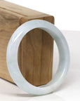 Baikalla Natural Light Blue-Green Jadeite Jade "Half Round" Bangle Bracelet (55.2mm)