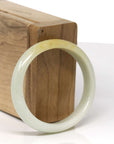 Baikalla Natural Light Yellow-Green W/ Rich Yellow Patch Jadeite Jade Oval Bangle (54.5mm)