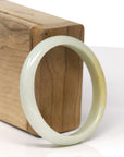 Baikalla Natural Light Yellow-Green W/ Rich Yellow Patch Jadeite Jade Oval Bangle (54.5mm)