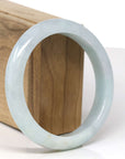 Baikalla Natural Light Blue-Green W/ Sajin (Golden Dust) Jadeite Jade "Half Round" Bangle Bracelet (60.3mm)