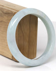 Baikalla Natural Light Blue-Green W/ Sajin (Golden Dust) Jadeite Jade "Half Round" Bangle Bracelet (60.3mm)