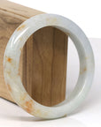 Baikalla Natural Light Green & Orange Sajin (Golden Dust) Jadeite Jade "Half Round" Bangle Bracelet (59.6mm)