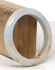 Baikalla Natural Light Green & Orange Sajin (Golden Dust) Jadeite Jade "Half Round" Bangle Bracelet (59.6mm)