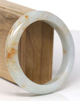 Baikalla Natural Light Green & Orange Sajin (Golden Dust) Jadeite Jade "Half Round" Bangle Bracelet (59.6mm)