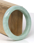 Baikalla Natural Light Apple-Green Jadeite Jade "Half Round" Bangle Bracelet (57.7mm)