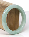 Baikalla Natural Light Apple-Green Jadeite Jade "Half Round" Bangle Bracelet (57.7mm)