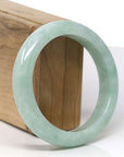 Baikalla Natural Light Apple-Green Jadeite Jade "Half Round" Bangle Bracelet (57.7mm)