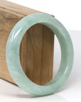 Baikalla Natural Light Apple-Green Jadeite Jade "Half Round" Bangle Bracelet (57.7mm)
