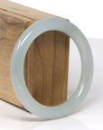 High-End Natural Icy Light Green Jadeite Jade "Traditional Round" Bangle Bracelet (55.1mm)