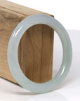 High-End Natural Icy Light Green Jadeite Jade "Traditional Round" Bangle Bracelet (55.1mm)