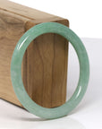 Baikalla Natural Green "Traditional Round" Jadeite Jade Bangle Bracelet (55mm)