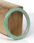 Baikalla Natural Green "Traditional Round" Jadeite Jade Bangle Bracelet (55mm)