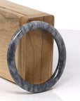 Baikalla Natural Black Wuji "Traditional Round" Jadeite Jade Bangle Bracelet (51.7mm)