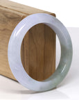 Baikalla Natural Light Lavender & Oil-Green Jadeite Jade "Half Round" Bangle Bracelet (55mm)