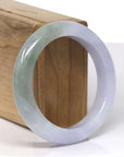 Baikalla Natural Light Lavender & Oil-Green Jadeite Jade "Half Round" Bangle Bracelet (55mm)