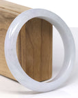 Baikalla Natural Light Lavender Jadeite Jade "Half Round" Bangle Bracelet (62.8mm)