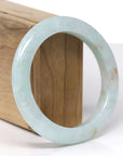 Baikalla Natural Light Apple-Green W/ Sajin (Golden Dust) Jadeite Jade "Half Round" Bangle Bracelet (57.4mm)