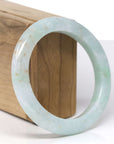 Baikalla Natural Light Apple-Green W/ Sajin (Golden Dust) Jadeite Jade "Half Round" Bangle Bracelet (57.4mm)