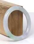 Baikalla Natural Icy Light Lavender W/ Deep Green Flower "Traditional Round" Jadeite Jade Bangle Bracelet (55.6mm)