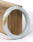 Baikalla Natural Light Blue-Green & Sajin (Golden Dust) Jadeite Jade "Half Round" Bangle Bracelet (57.5mm)
