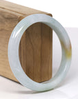 Baikalla Natural Light Blue-Green & Sajin (Golden Dust) Jadeite Jade "Half Round" Bangle Bracelet (57.5mm)