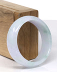 Baikalla Natural Icy Green & Light Lavender Jadeite Jade "Half Round" Bangle Bracelet (52.2mm)