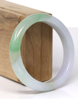 Baikalla Natural Multi-Color "Fu Lu Shou" Jadeite Jade "Half Round" Bangle Bracelet (57.4mm)