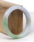 Baikalla Natural Multi-Color "Fu Lu Shou" Jadeite Jade "Half Round" Bangle Bracelet (57.4mm)