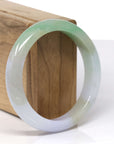 Baikalla Natural Multi-Color "Fu Lu Shou" Jadeite Jade "Half Round" Bangle Bracelet (57.4mm)