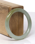 Baikalla Natural Light Green & Yellow "Traditional Round" Jadeite Jade Bangle Bracelet (51.5mm)