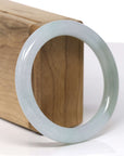 Baikalla Natural Icy Oil-Green Patch "Traditional Round" Jadeite Jade Bangle Bracelet (55.7mm)